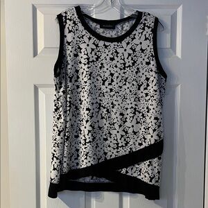 Mandee Black and White Floral Tank Top